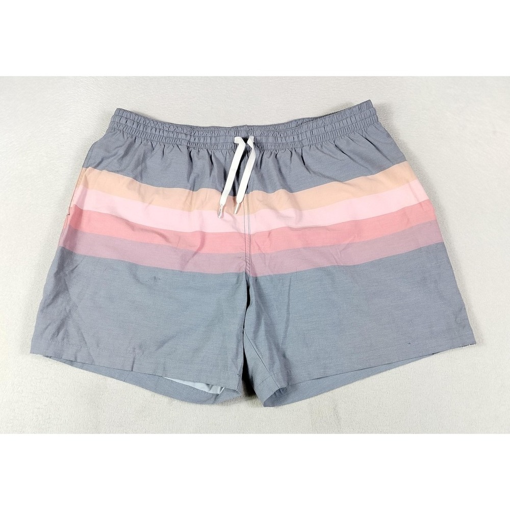 Chubbies Swim Trunks Shorts Mens 2XL Gray Pastel Stripe 5.5 Inseam Drawstring